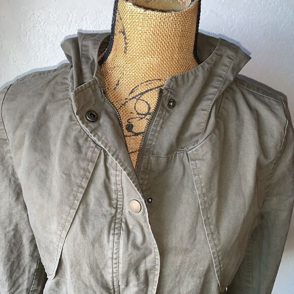 Love Tree Olive Green Military Jacket Drawstring Waist Distressed Size MEDIUM - Picture 2 of 12